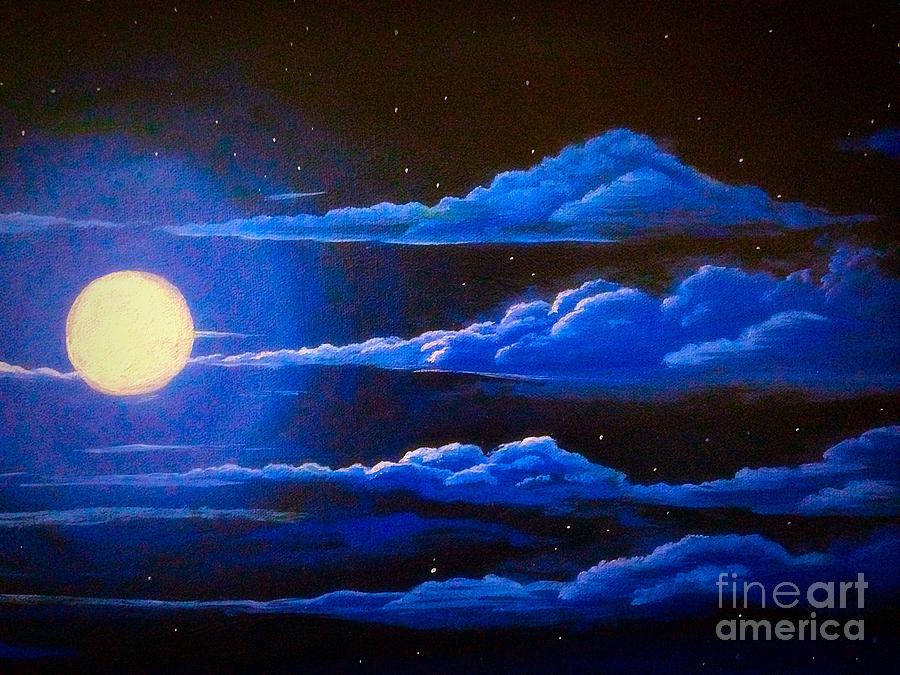 Blue Night Painting by Martha Seale | Fine Art America