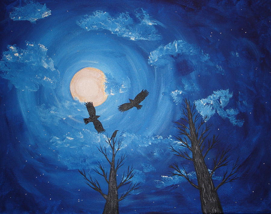 Night of the Crow Painting by Angie Butler