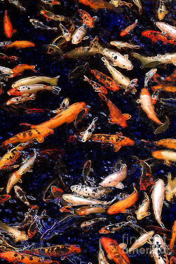 Night of the Koi Mixed Media by E B Schmidt