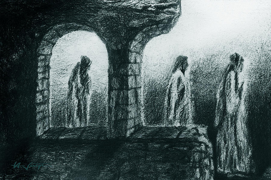 Night of the Secret Monks Drawing by Hartmut Jager