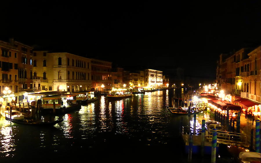 Venice Photograph - Night on the Grand Canal by Bishopston Fine Art