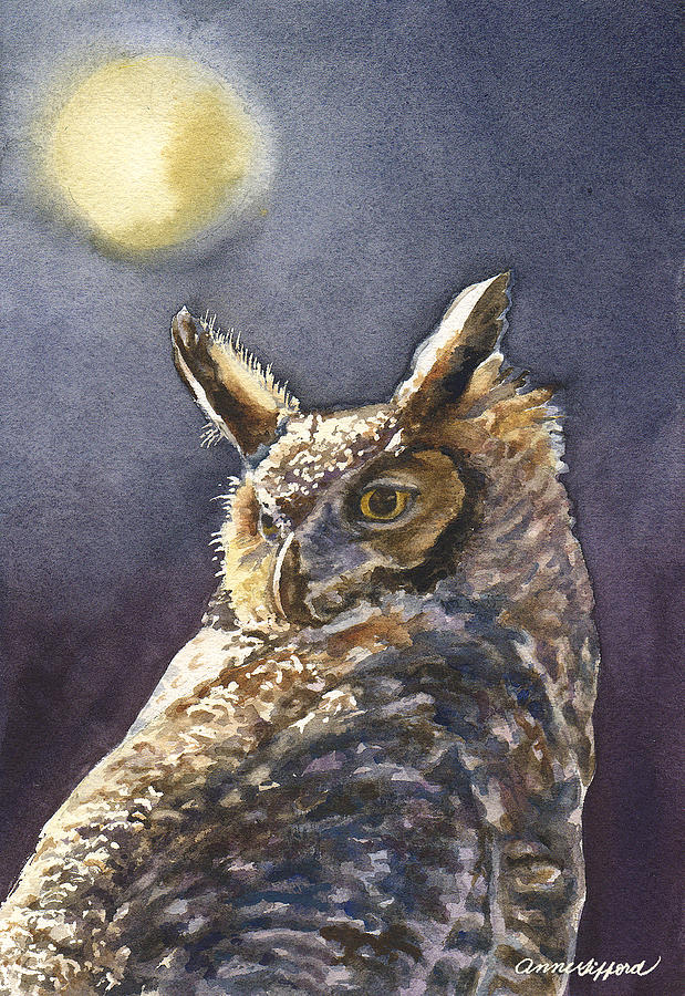 Night Owl Painting by Anne Gifford