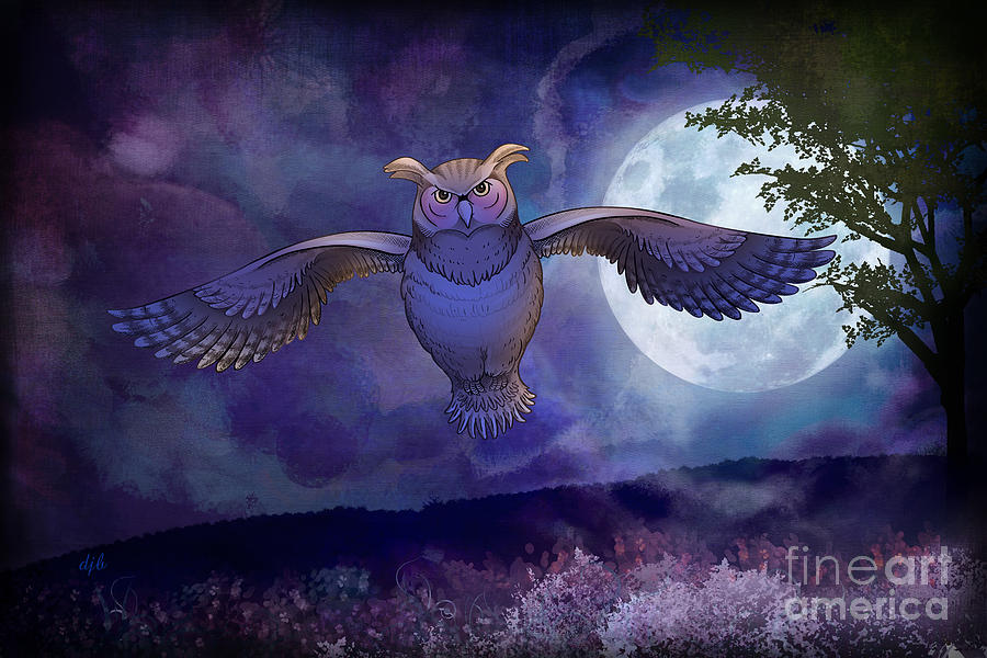 Owl Digital Art - Night Owl by Peter Awax