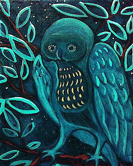 Night Owl Painting by Crystal Charlotte Easton