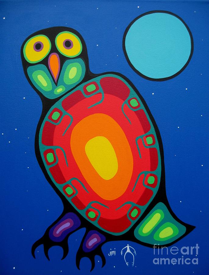 Owl Painting - Night Owl by Jim Oskineegish