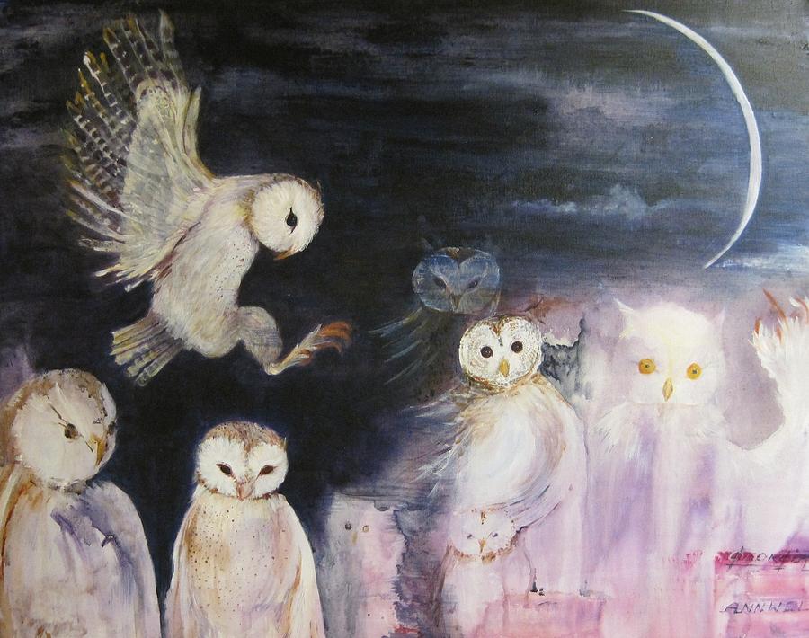 Night Owls Painting by Annwell Fine Art America