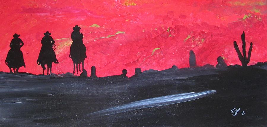 Night Riders Painting by Susan Voidets