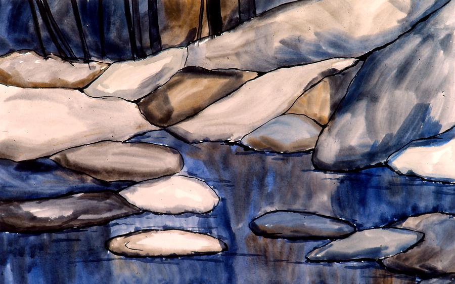 Night Rocks Painting by Kendall Kessler