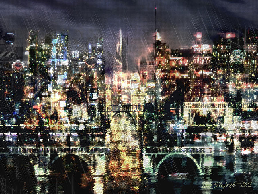 Hong Kong Digital Art - Night-Scape by Stefano Popovski