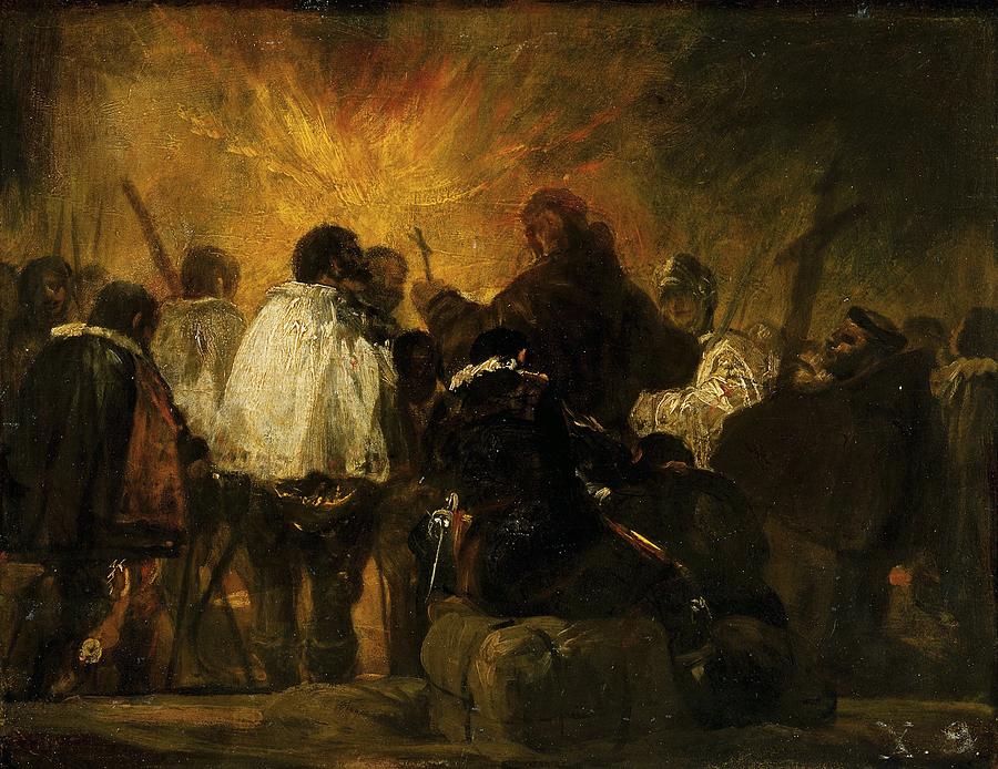 Francisco Goya Painting - Night Scene from the Inquisition by Francisco Goya
