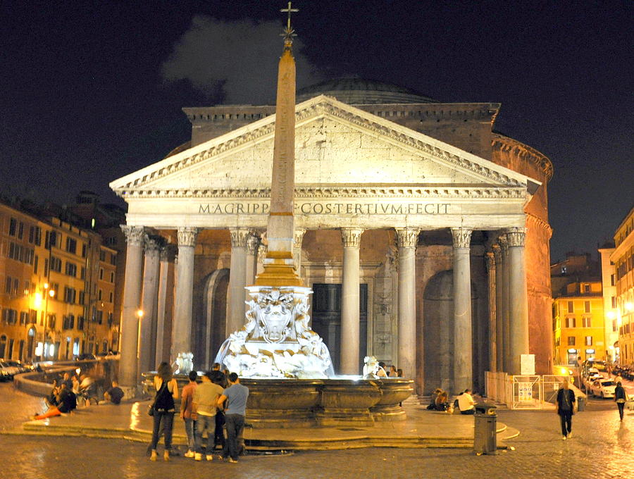 Night Scene of Pantheon in Rome Photograph by Caroline Stella