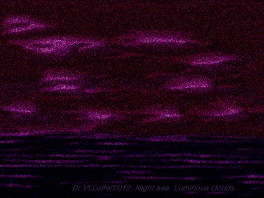 Night sea. Luminous clouds Digital Art by Dr Loifer Vladimir