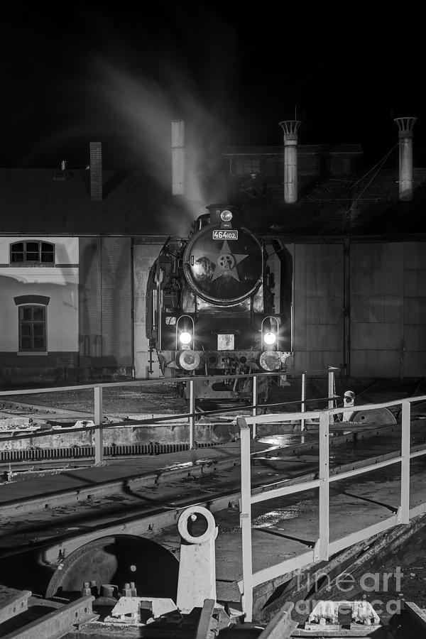 Night Shot Photograph - Night shot of a steam engine at the turntable by Christian Spiller