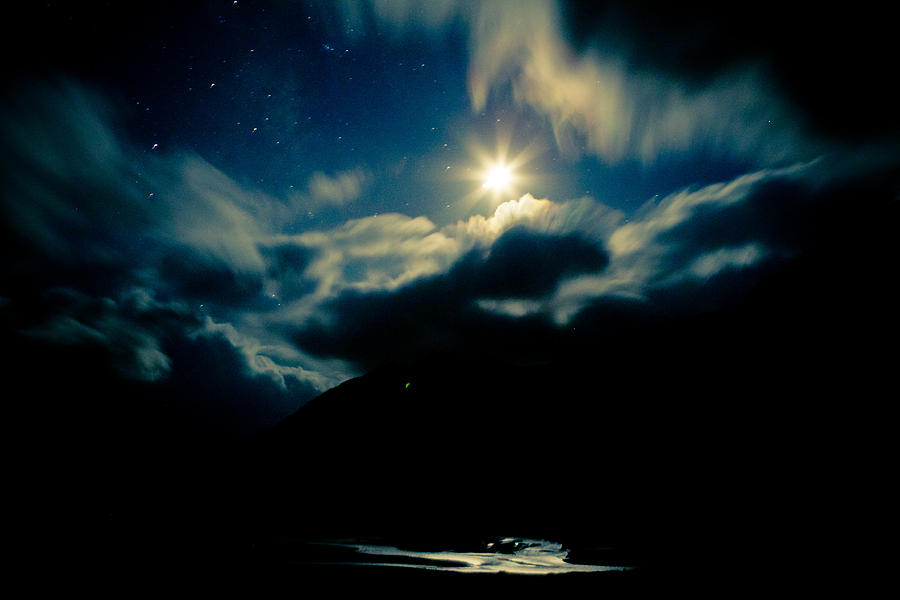 Night sky and moon Himalyan Photograph by Raimond Klavins