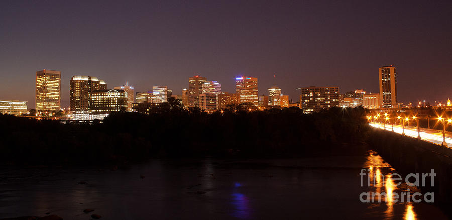 Richmond Photograph - Night Skyline - 3 by John Hassler