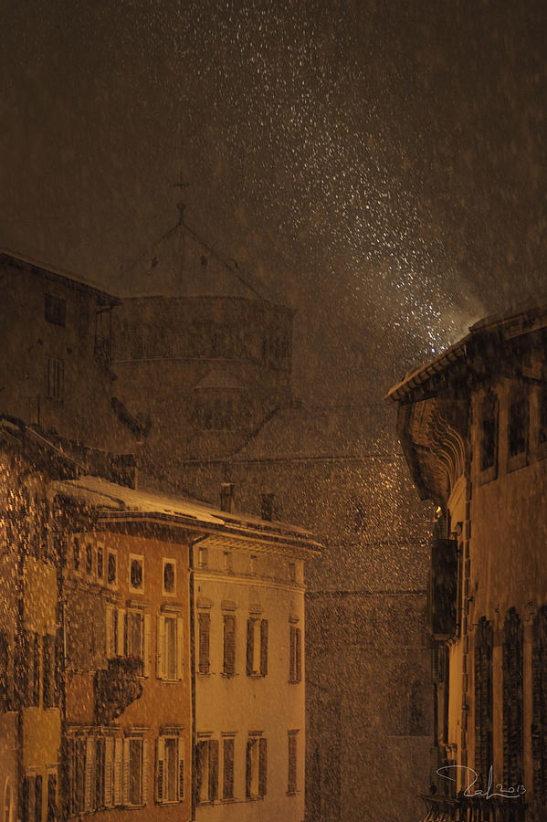 Night snowfall Photograph by Raffaella Lunelli