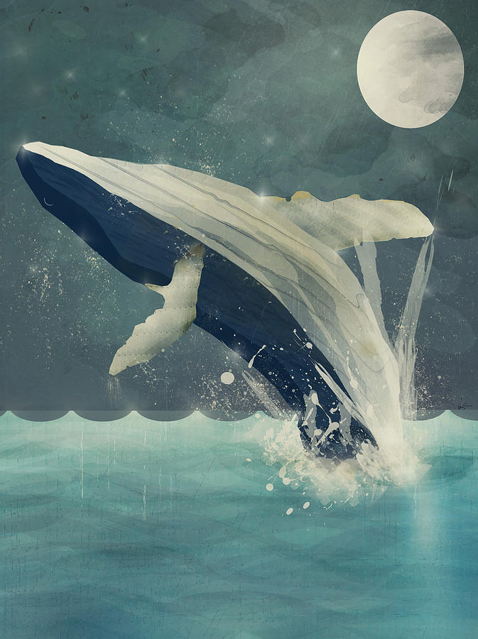 Whale Painting - Night Swimming by Bri Buckley