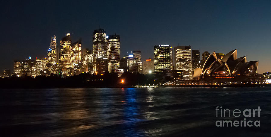 Night Sydney Skyline Photograph by Bob and Nancy Kendrick