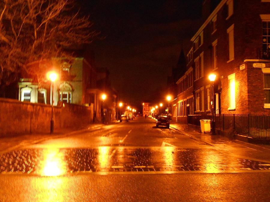 Night-Time at Hope Street After the Rain Photograph by Joan-Violet Stretch