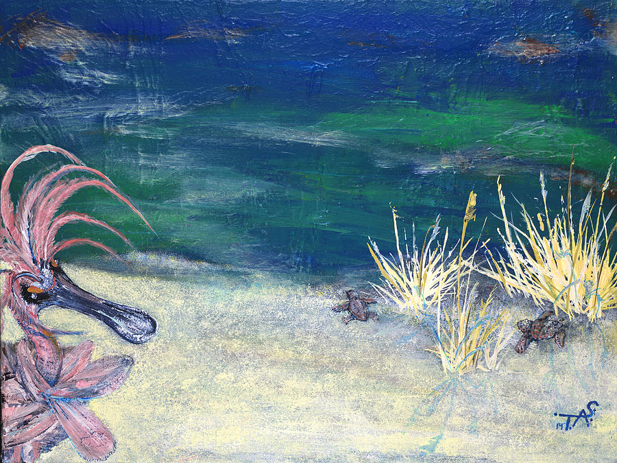 Fish Painting - Night Time at the Beach Part 1 of 2 by Troy Schroeder