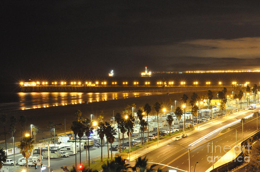 Night Time Huntington Beach Photograph by Clayton Bruster