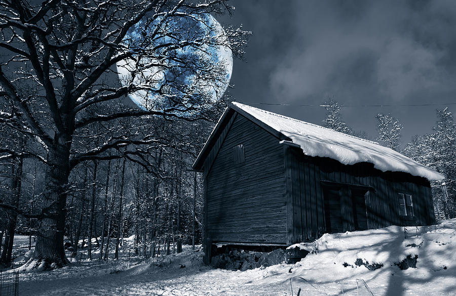 Night Time Landscape During Winter And Snow Photograph by Christian Lagereek