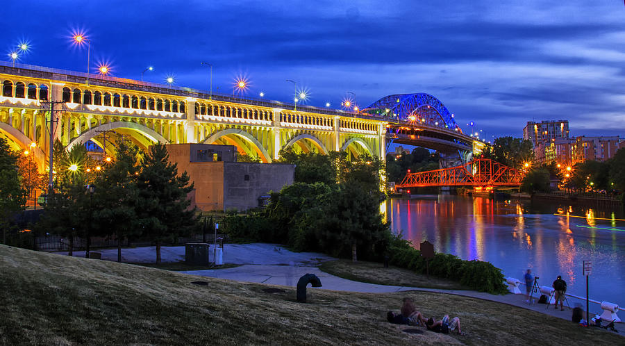 Night time on the Veteran Memorial Bridge Photograph by Jerry Phenney ...