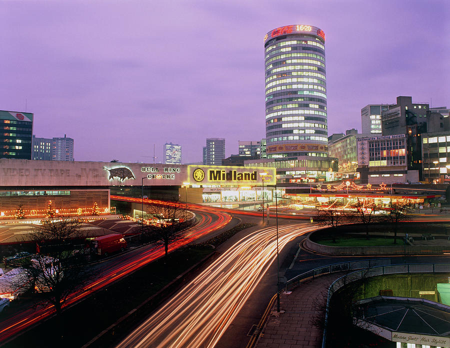 City Photograph - Night-time Photo Of Bull Ring Centre by Martin Bond/science Photo Library