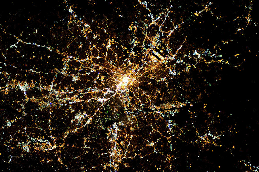 Night Time Satellite Image Of Atlanta Photograph by Panoramic Images