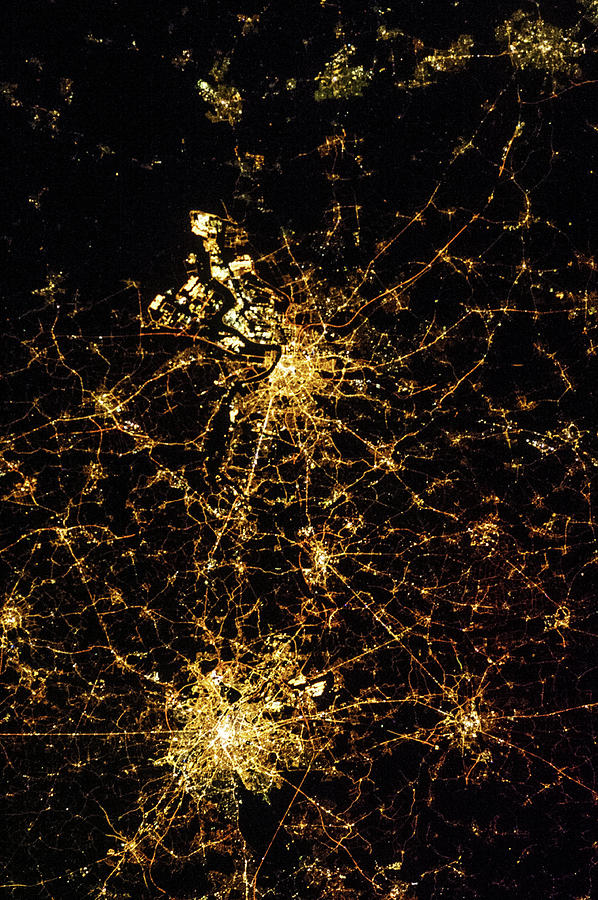 Night Time Satellite View Of Antwerp Photograph by Panoramic Images ...