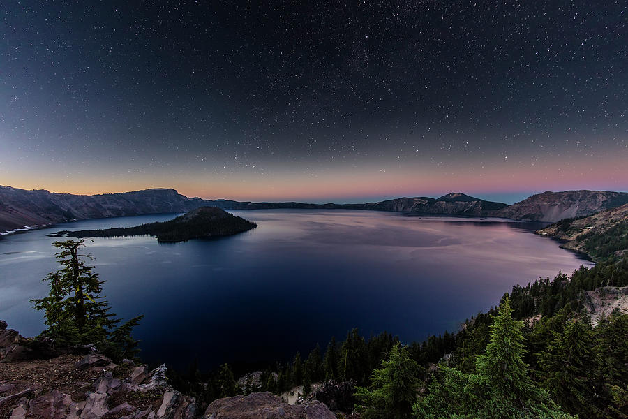 Night Time Stars Over Crater Lake Photograph By Chuck Haney Fine Art
