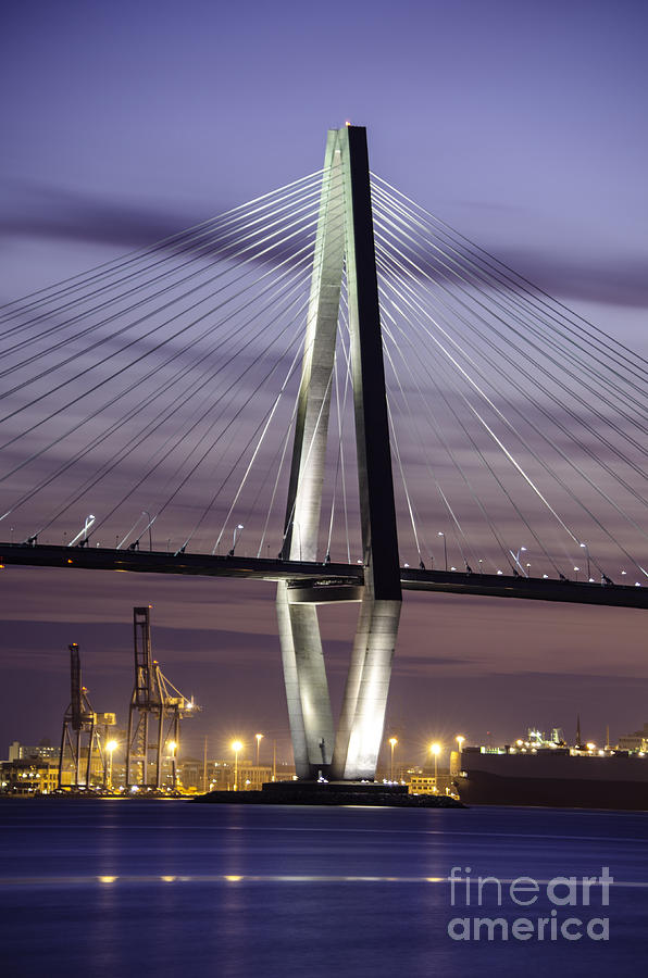 Night Time View Of Arthur Ravenel Bridge Photograph