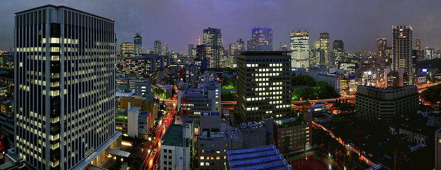 Night Tokyo View At Rain Photograph by Vladimir Zakharov
