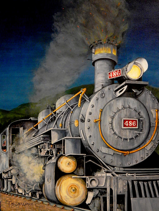 Train Painting - Night Train by Tanja Ware