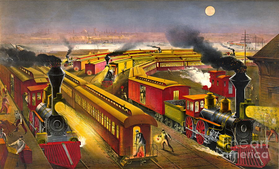 Night Trains 1876 Photograph by Padre Art
