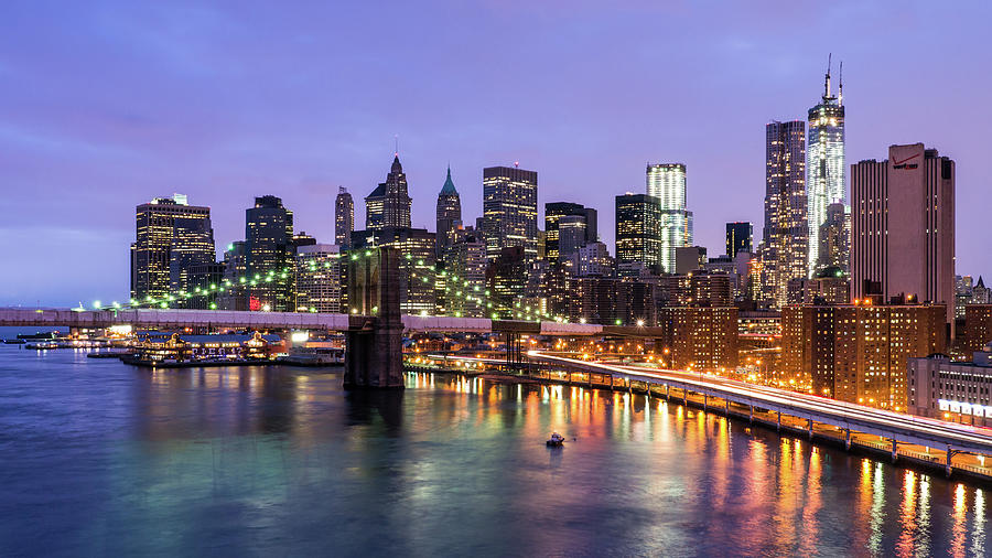 Night View From Manhattan Bridge Photograph by Michael Lee