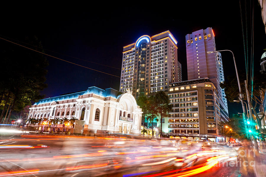 Night view of Ho Chi Minh City - Vietnam Photograph by Luciano Mortula