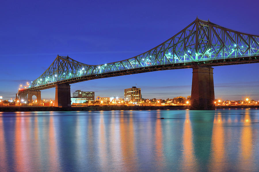 Night View Of Jacques Cartier Bridge In Photograph by Wei Fang