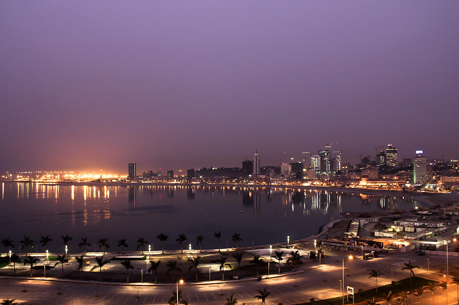 Night view of Luanda bay area Photograph by Diego RB - Fotografia