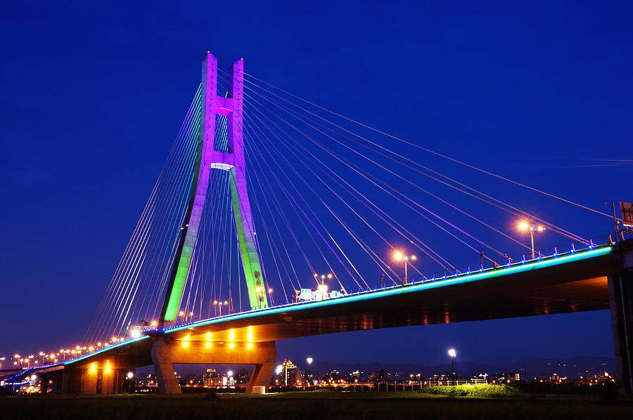 Night View Of New Taipei Bridge Photograph by Han-lin - Fine Art America