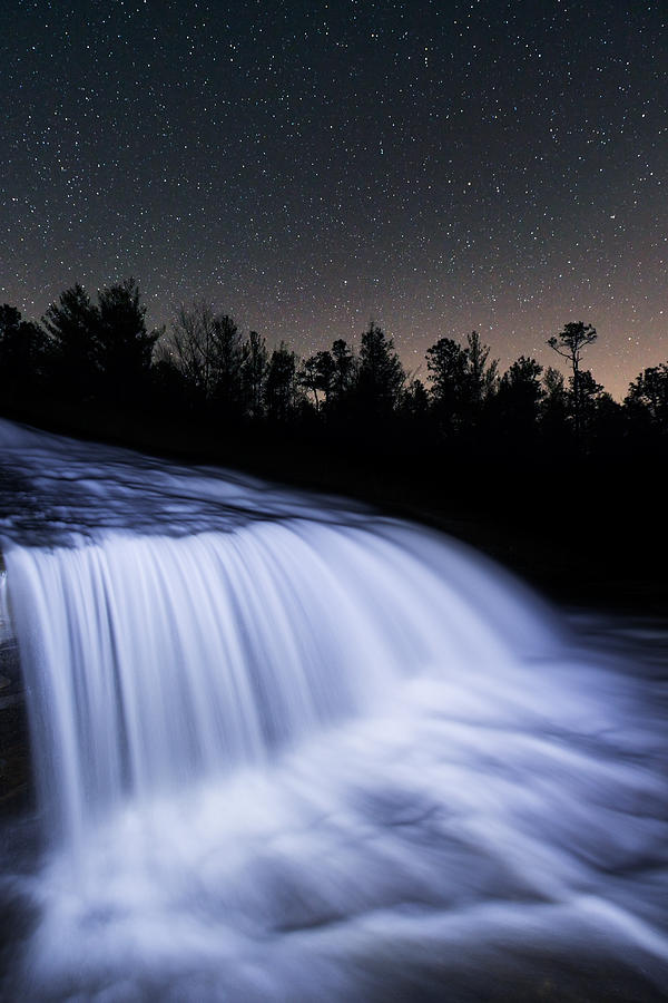 Waterfall Photograph - Night view of waterfall in North Carolina by Kevin Adams