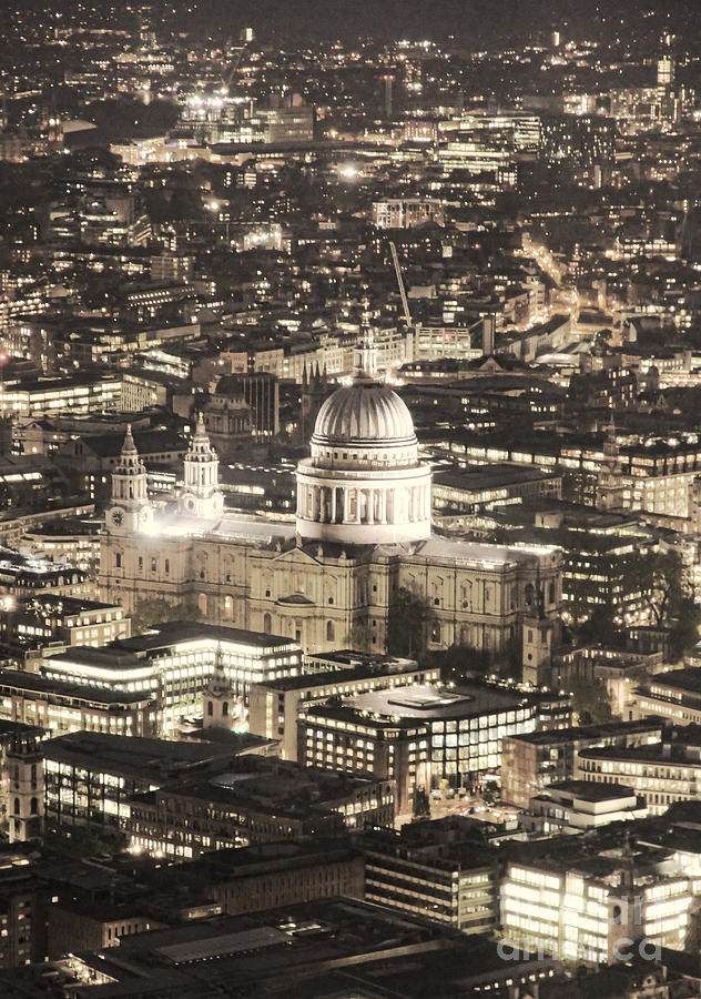 London Photograph - Night View over St Pauls by Jasna Buncic
