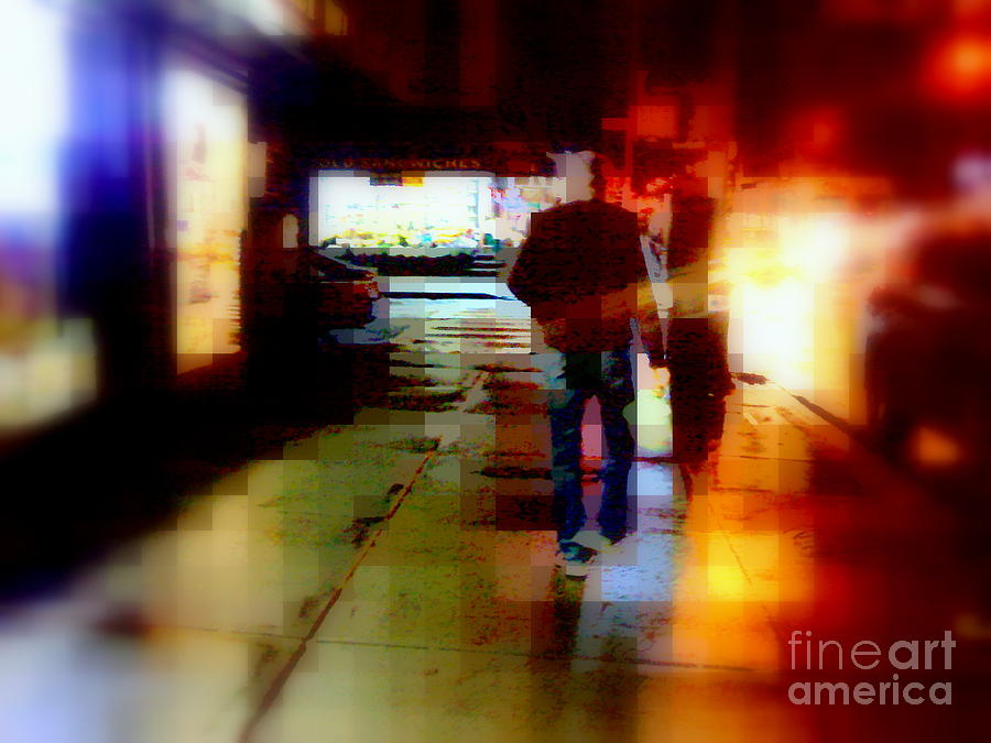 Abstract Photograph - Night Walk in the City - New York by Miriam Danar