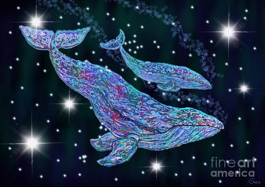 Night Whales Painting by Nick Gustafson