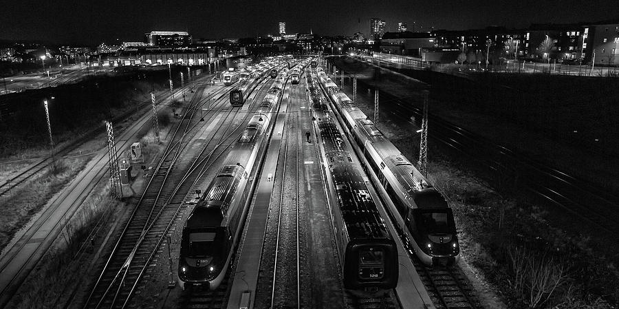 Black And White Photograph - Night Work. by Leif L?ndal