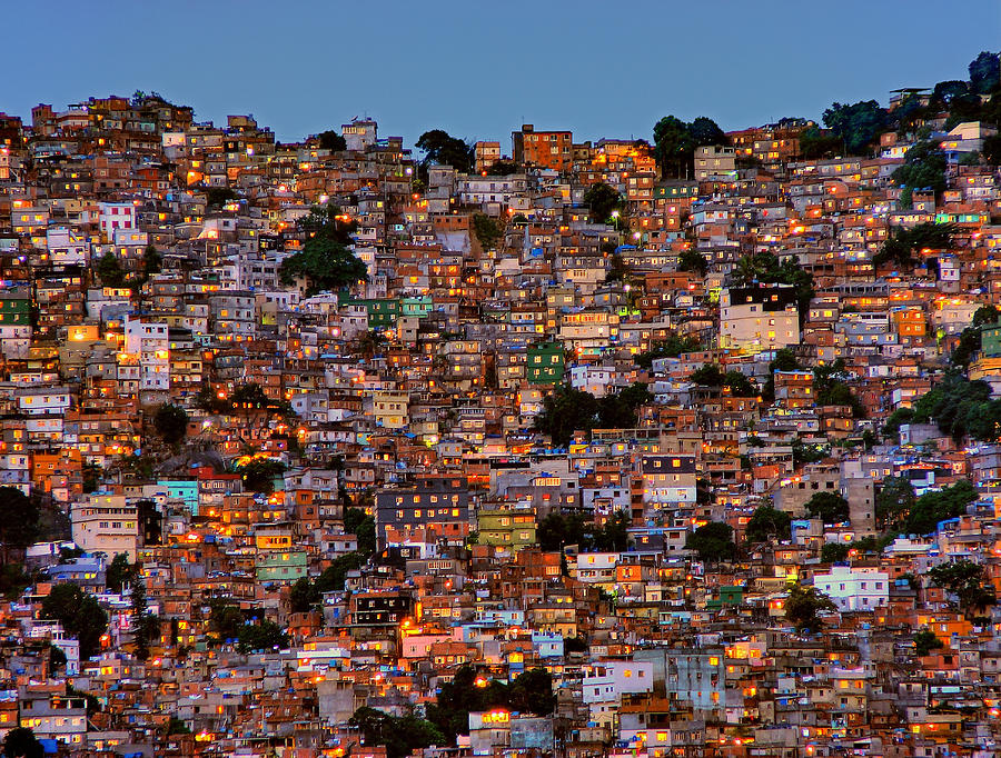 Landscape Photograph - Nightfall In The Favela Da Rocinha by Adelino Alves