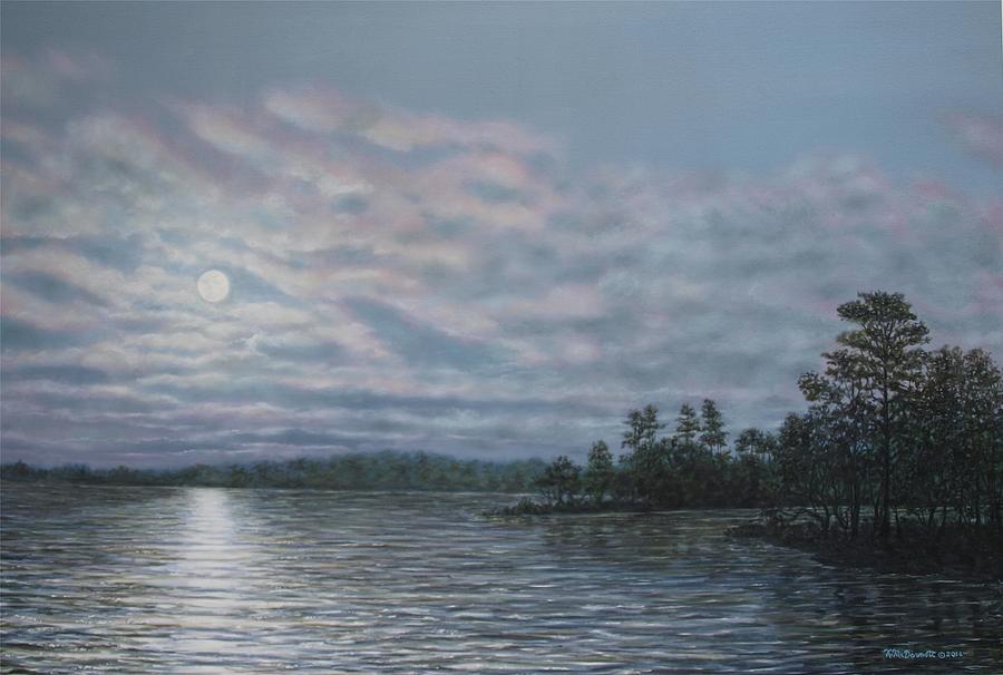 Nightfall - Moonrise On The Waterfront Painting by Kathleen McDermott