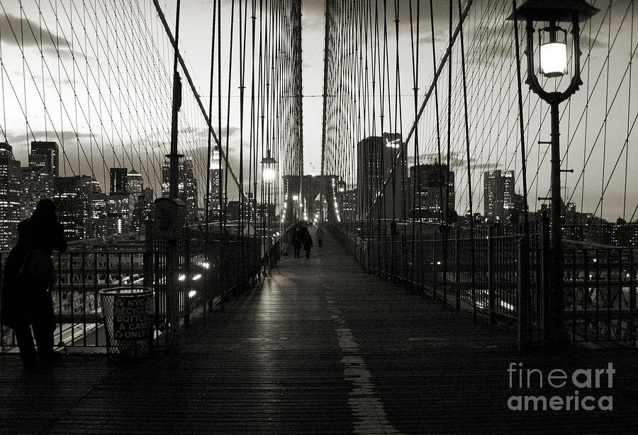 Nightfall on the Brooklyn Bridge Photograph by RicardMN Photography