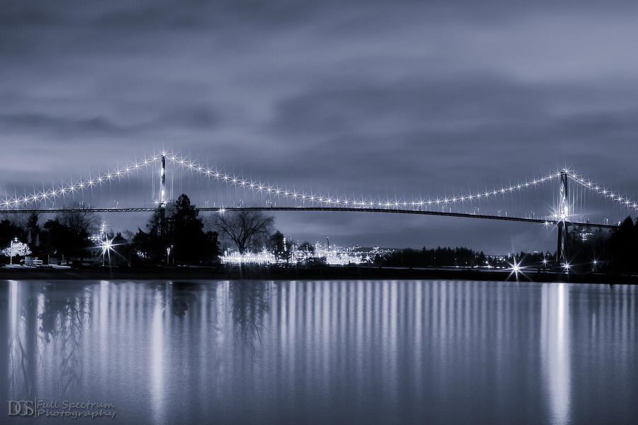 Bridge Photograph - Nightfall Over Lionsgate Bridge by DGS Full Spectrum Photography