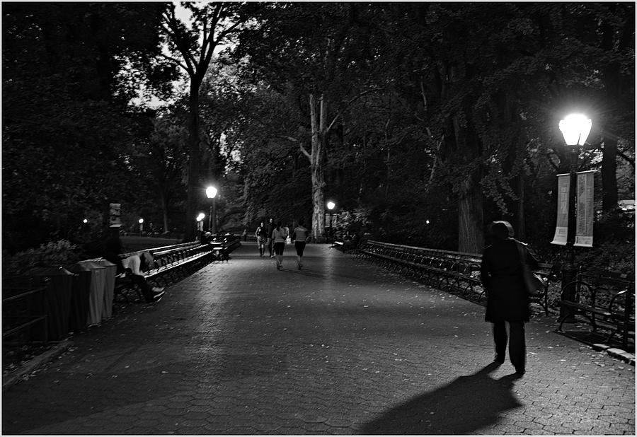 Central Park Photograph - Nightfall Stroll in Central Park by Allan Einhorn